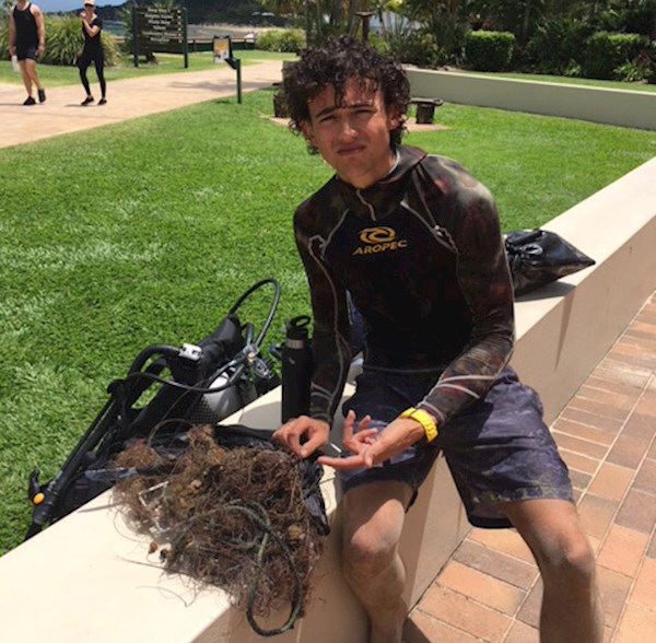 Eco Ranger James after a beach clean up