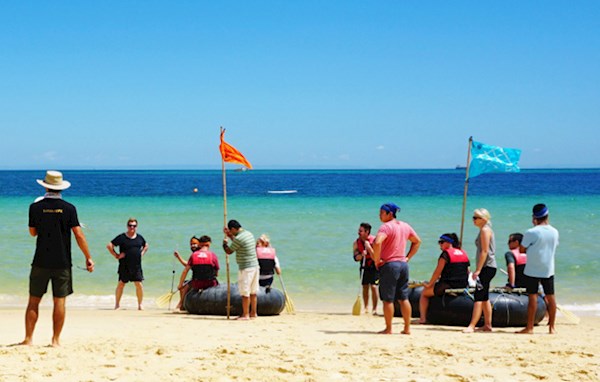 Raft Building - Banana Life Team Building at Tangalooma